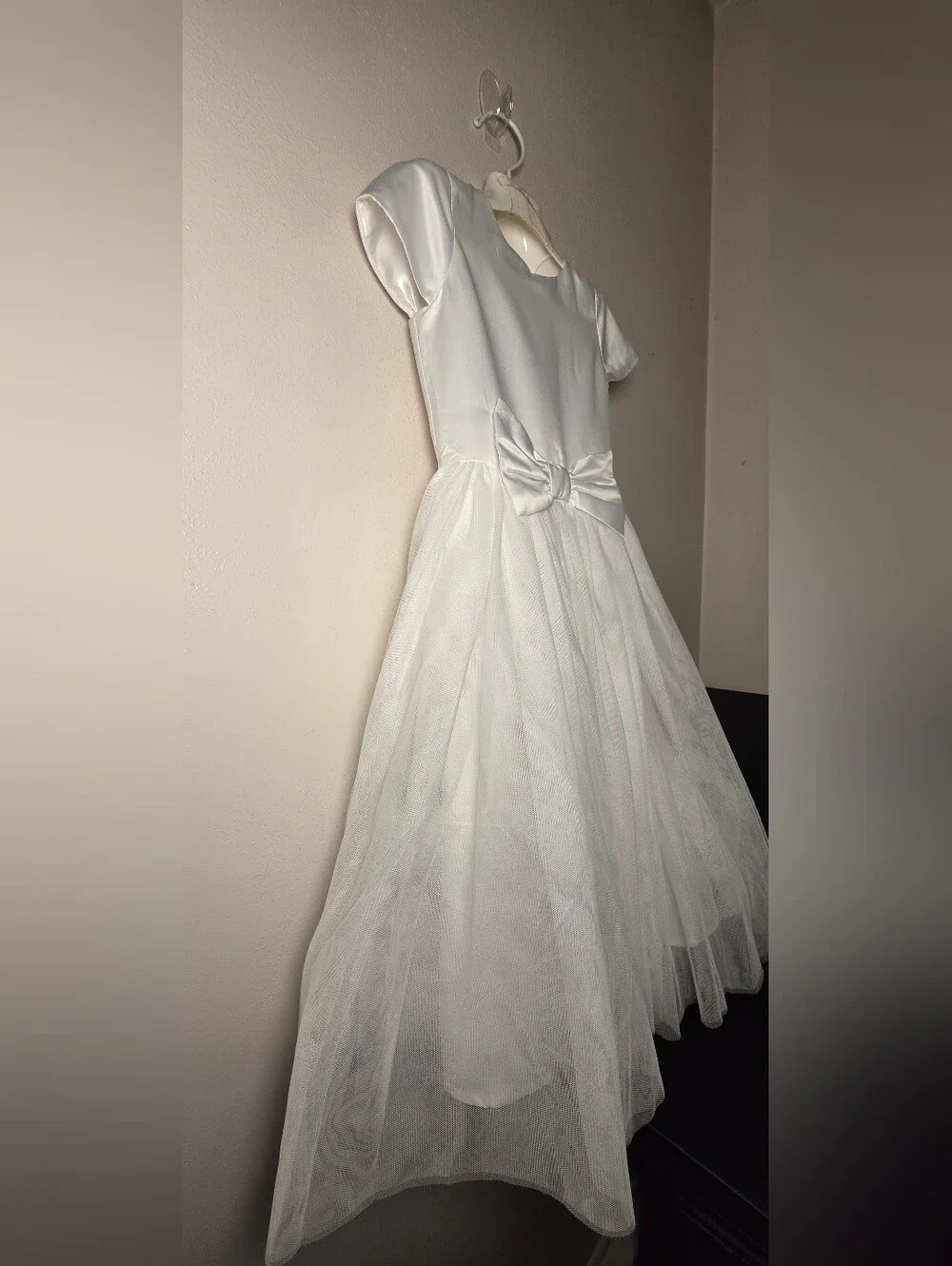 Gymboree White Satin & Tulle Dress with Waist Bow